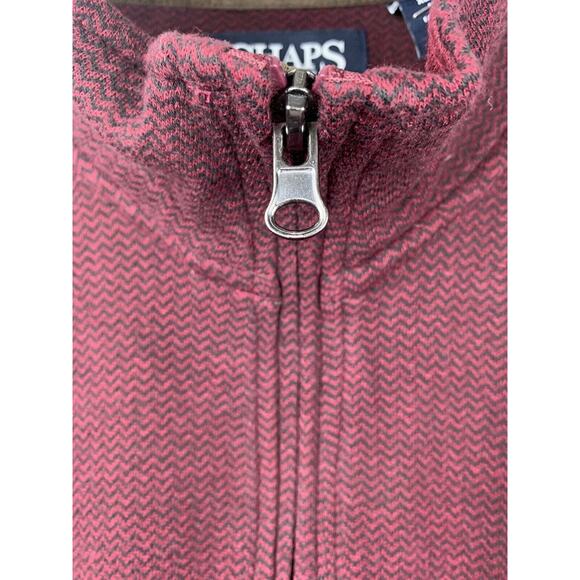 Chaps Sweater Mens XL 1/4 Zip Pullover Burgundy chevron pattern Extra Large - Picture 4 of 6